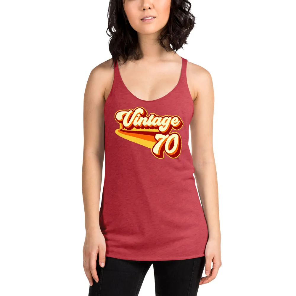Vintage 1970 Warm Retro Lines Women's Racerback Tank