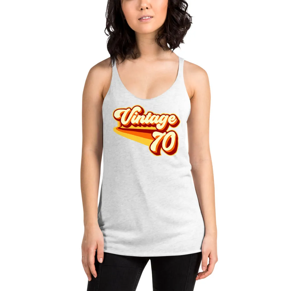 Vintage 1970 Warm Retro Lines Women's Racerback Tank