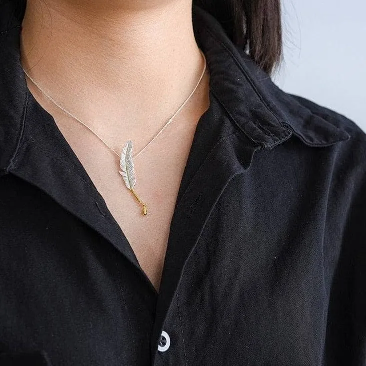 Vintage Long Goose Feather Necklace
