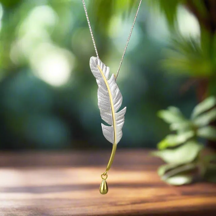 Vintage Long Goose Feather Necklace