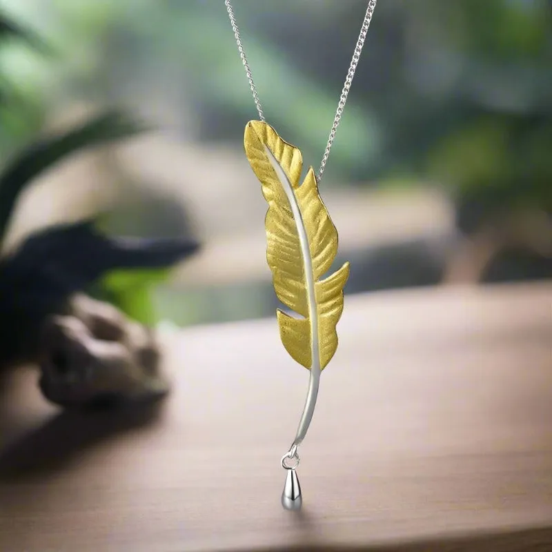 Vintage Long Goose Feather Necklace