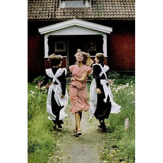 Vintage Marimekko Suomi Finland Black & White Stripes Piccolo Jokapoika Jumper Dress Sz 38/10 1970s