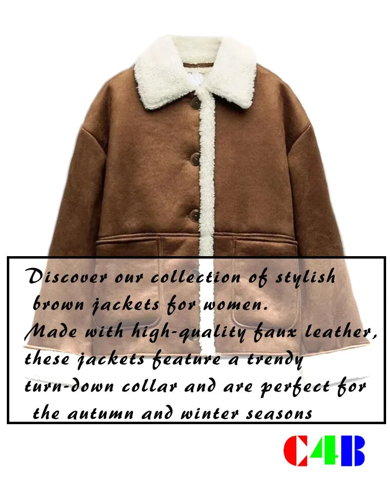 Vintage Thick Warm Fur Coat Brown Jacket Women