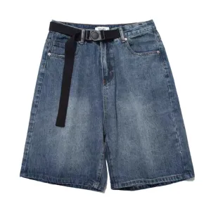 Vintage Washed Belted Denim Shorts