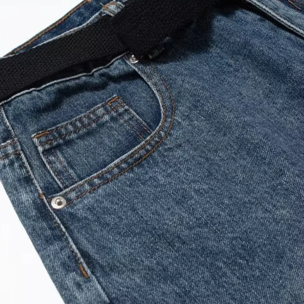 Vintage Washed Belted Denim Shorts