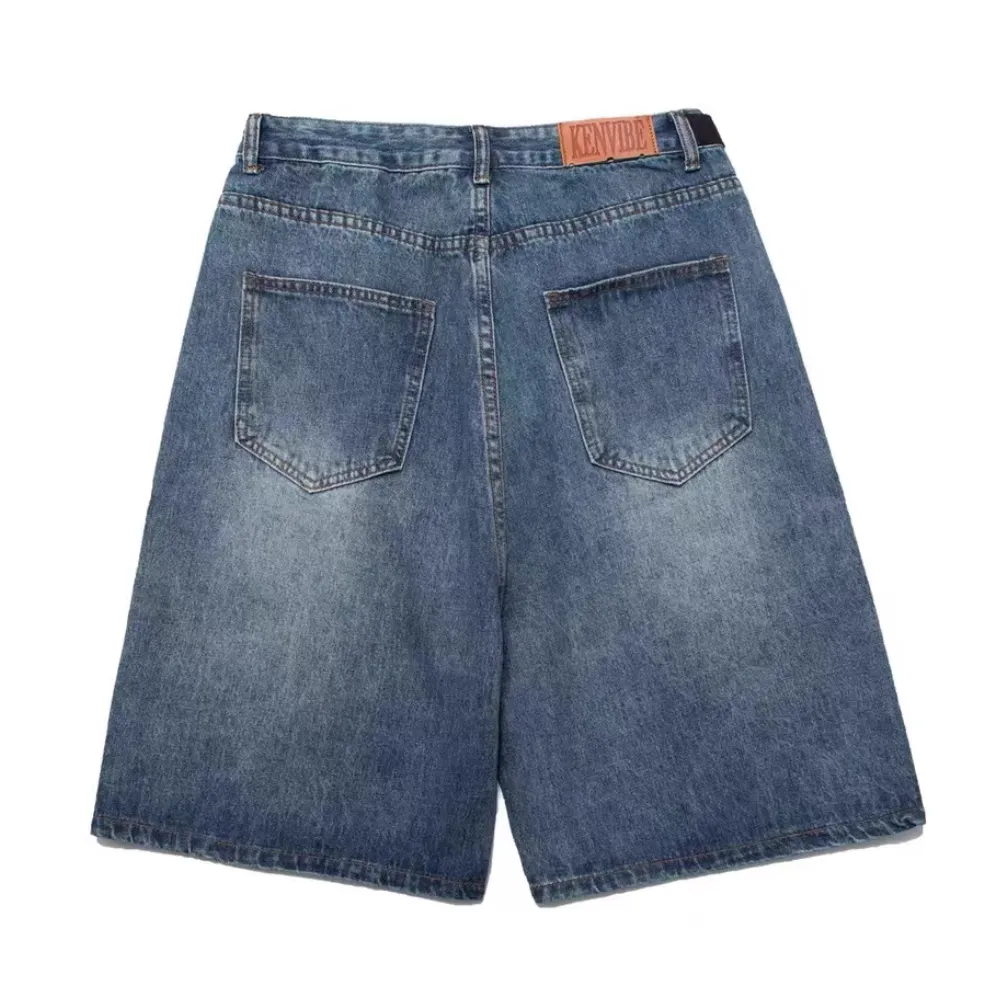 Vintage Washed Belted Denim Shorts