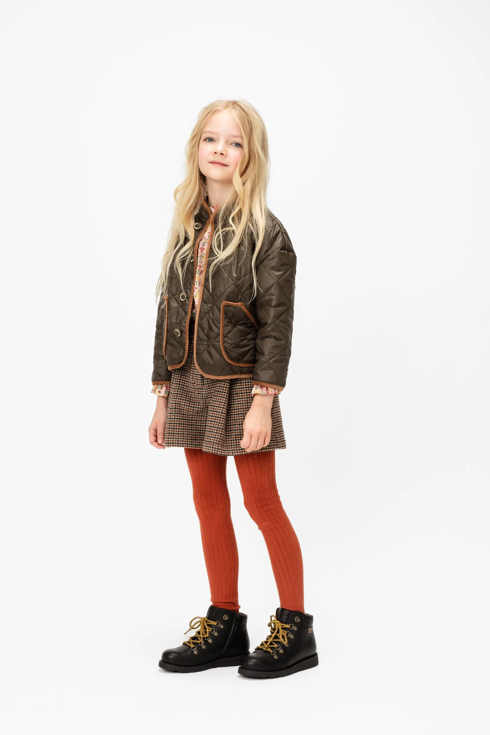 Virgin Wool Shorts Houndstooth Brown