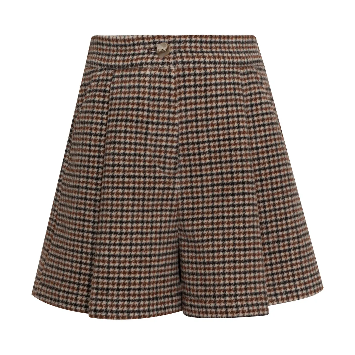 Virgin Wool Shorts Houndstooth Brown