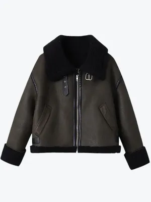 Warm Lapel Lamb Fur Moto Jacket