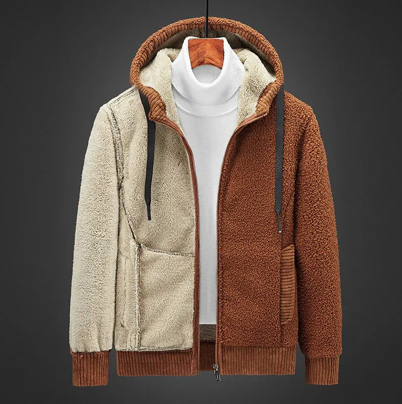 Warm lined men's zipped hoodie
