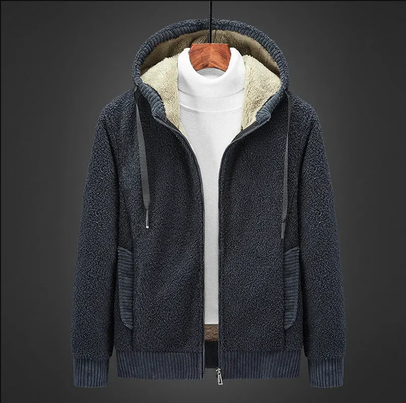 Warm lined men's zipped hoodie