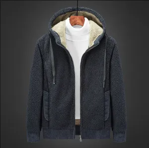 Warm lined men's zipped hoodie