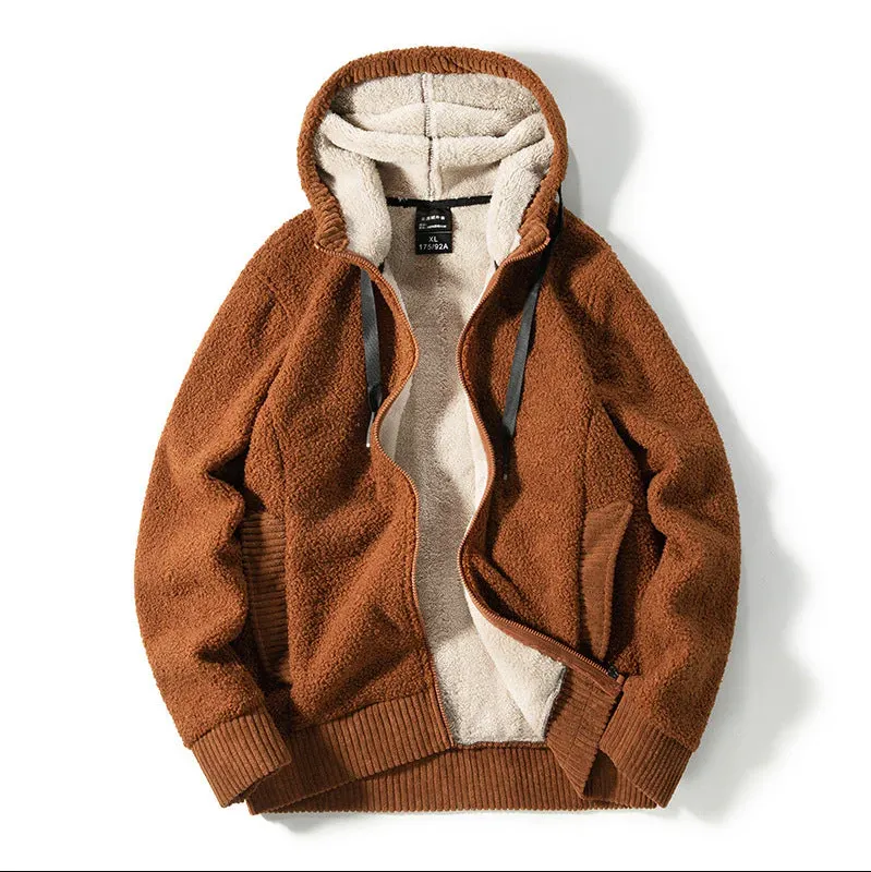 Warm lined men's zipped hoodie