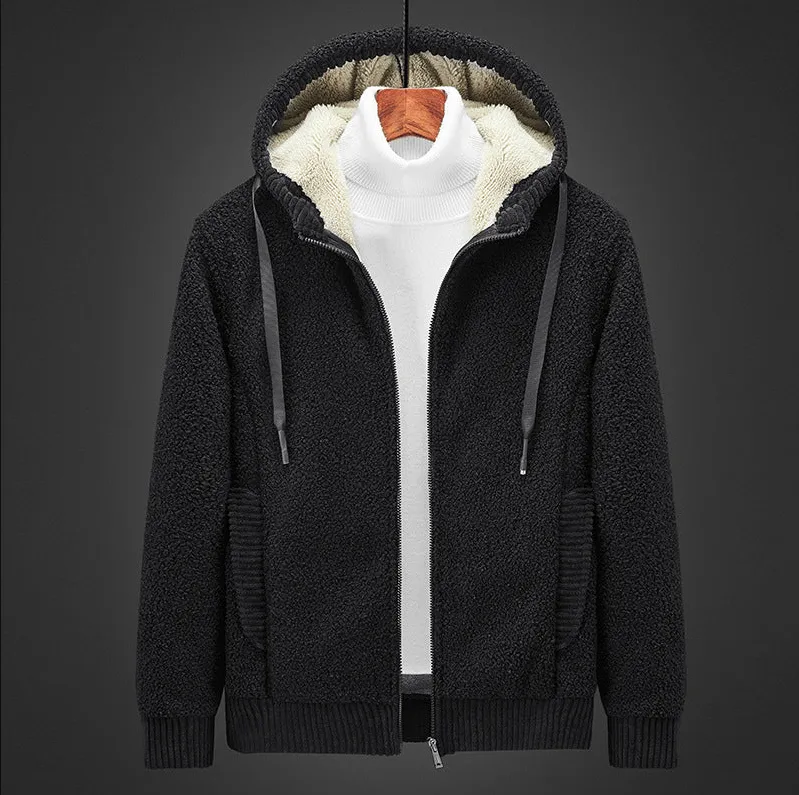 Warm lined men's zipped hoodie
