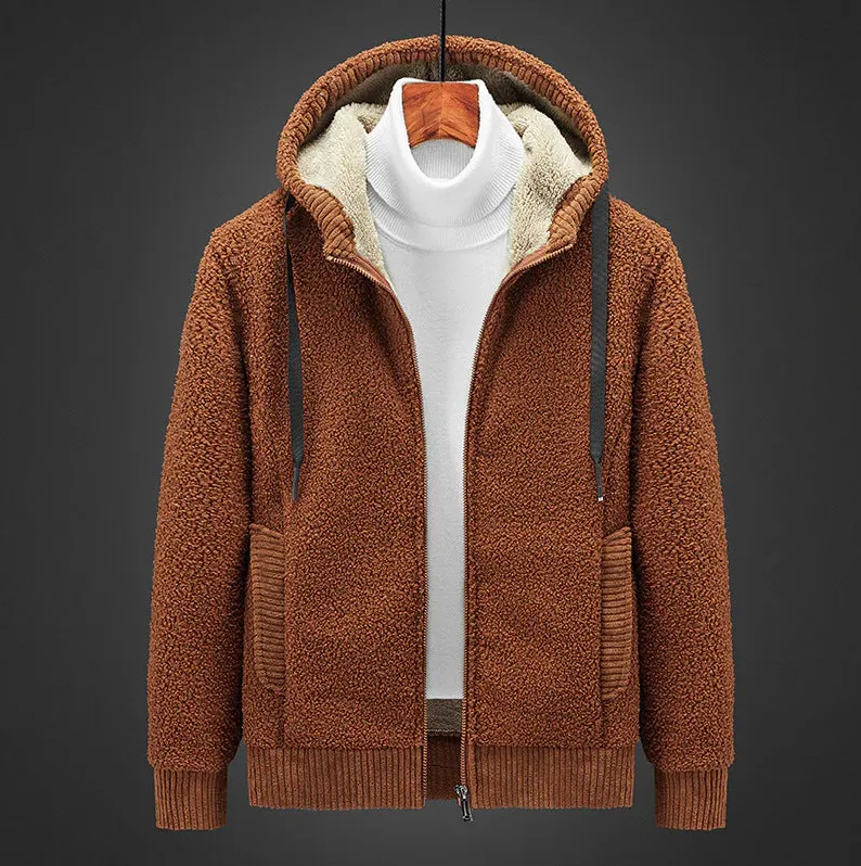 Warm lined men's zipped hoodie