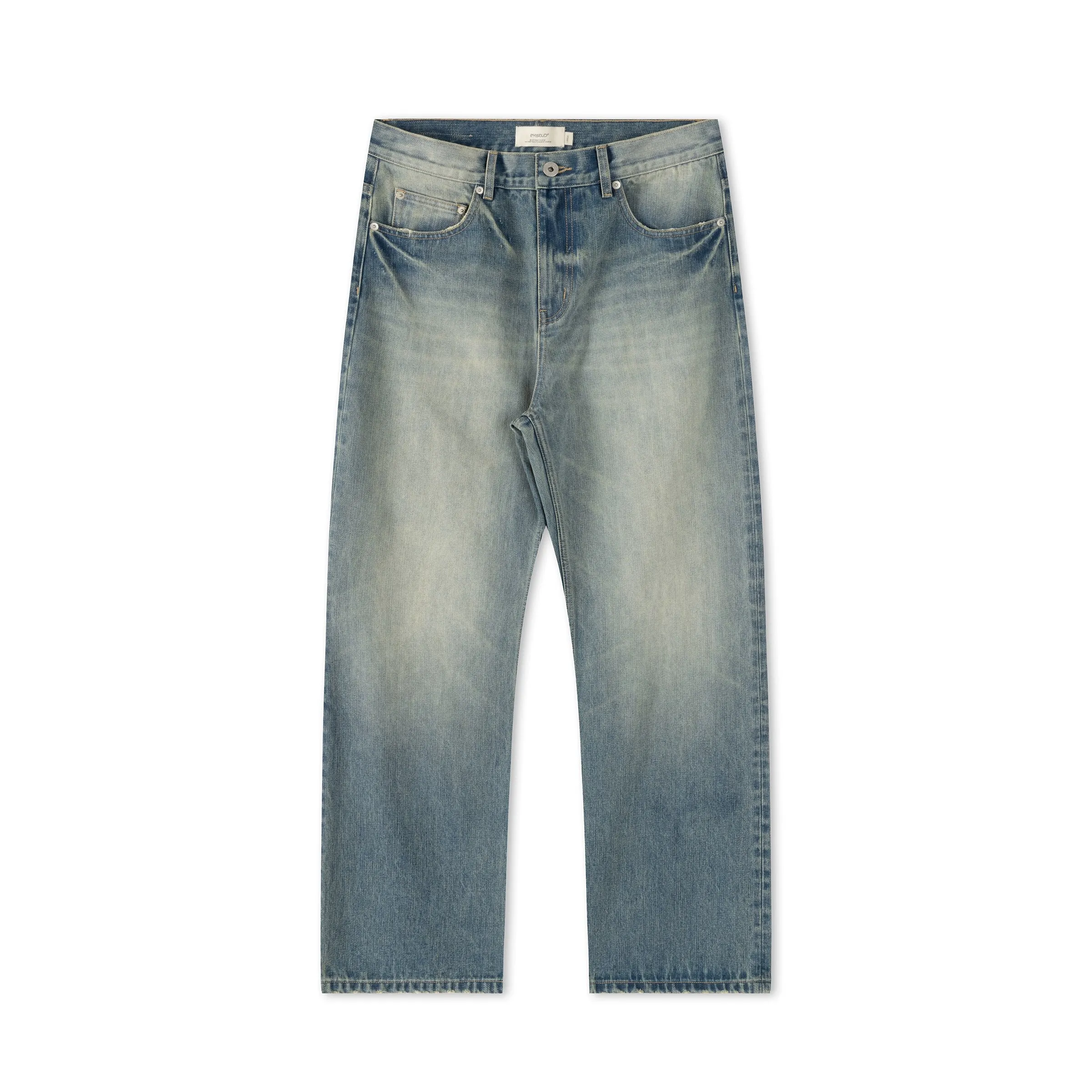 Washed Blue Over-Dyed Denim Jeans