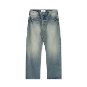 Washed Blue Over-Dyed Denim Jeans