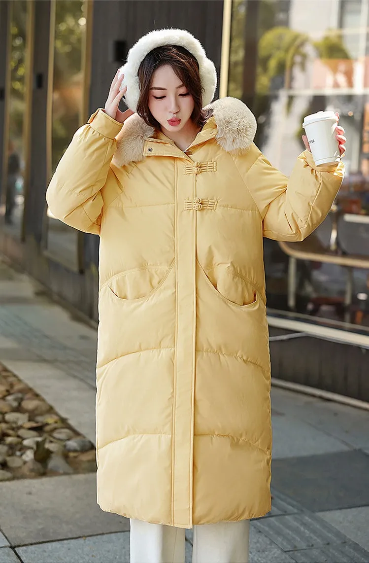 Water-resistant Padded Puffer Jacket with Toggle Button Closure