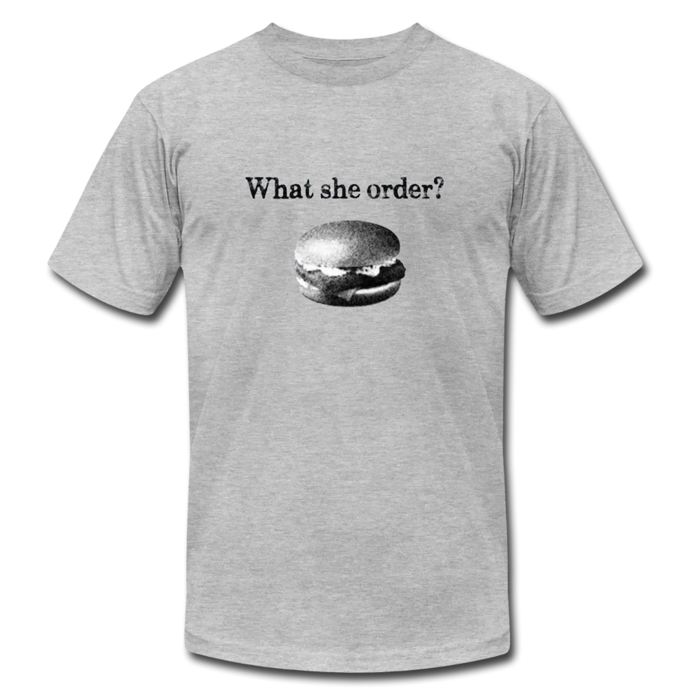 What She Order? Fish Filet Funny Men/Unisex Premium Adult T-Shirt