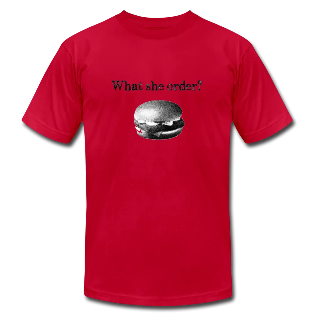 What She Order? Fish Filet Funny Men/Unisex Premium Adult T-Shirt