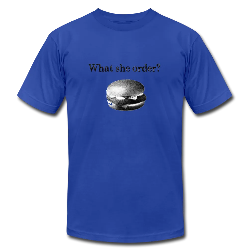 What She Order? Fish Filet Funny Men/Unisex Premium Adult T-Shirt