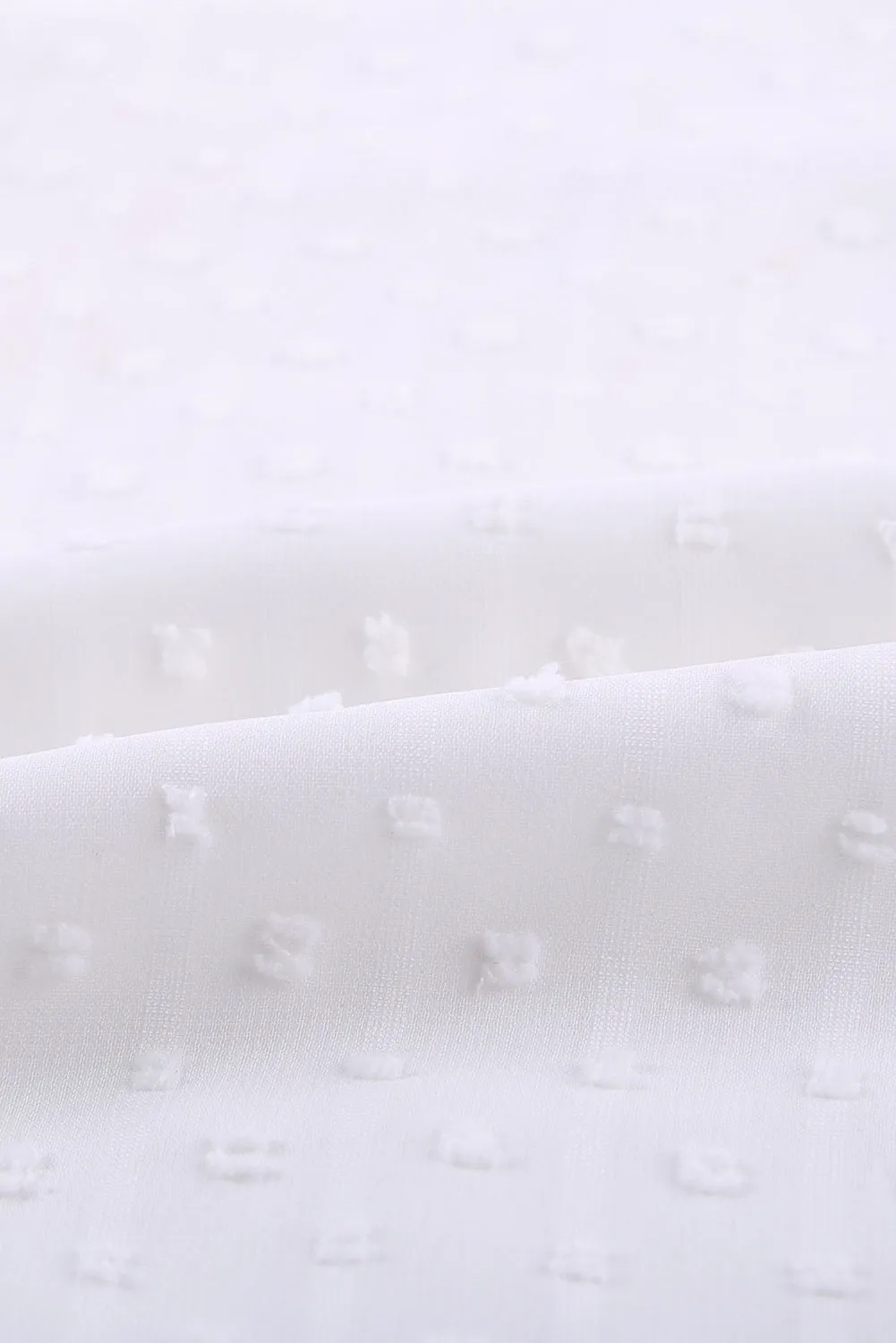 White Lace Splicing V-Neck Swiss Dot Short Sleeve Top