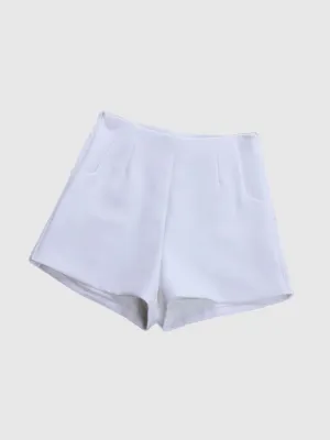White Semi Formal Pintucked Shorts