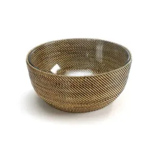 Wicker Salad and Serving Bowl with Glass 4QT Bowl