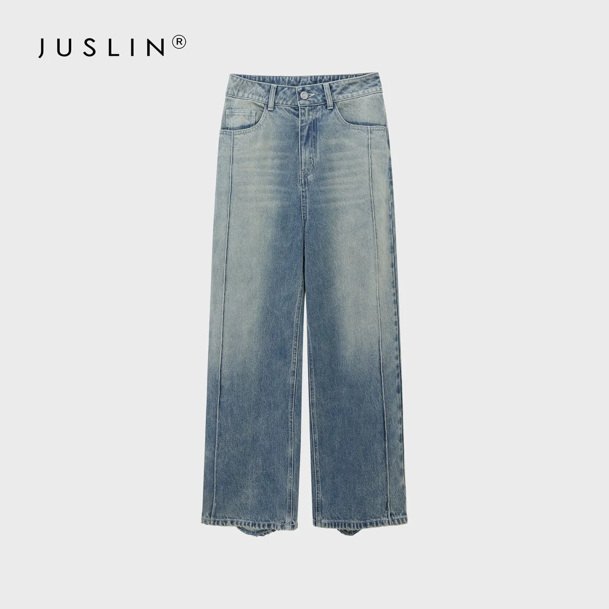 Wide-Leg Distressed Jeans
