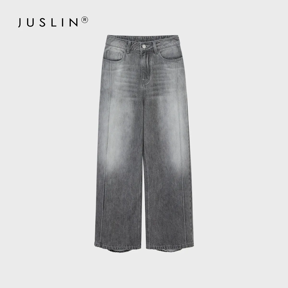 Wide-Leg Distressed Jeans