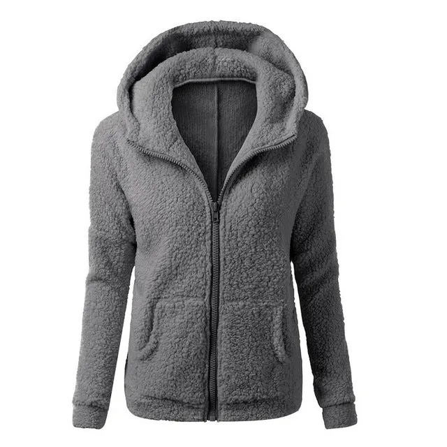 Women Solid Coloor Coat Thicken Soft Fleece Winter Autumn Warm Jacket Hooded Zipper Overcoat Female Fashion Casual Outwear