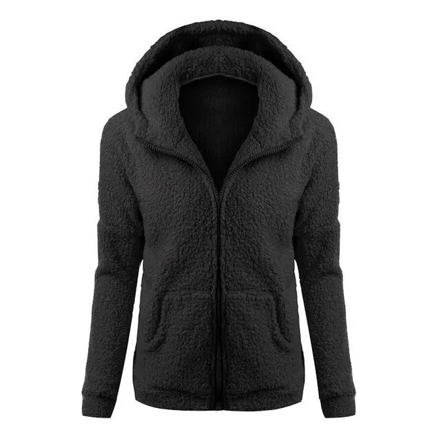 Women Solid Coloor Coat Thicken Soft Fleece Winter Autumn Warm Jacket Hooded Zipper Overcoat Female Fashion Casual Outwear