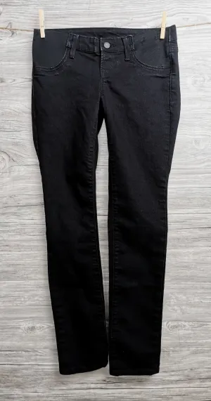 WOMENS SIZE 0 - OLD NAVY MATERNITY, Black Skinny Jeans, Side Belly Panel VGUC B11