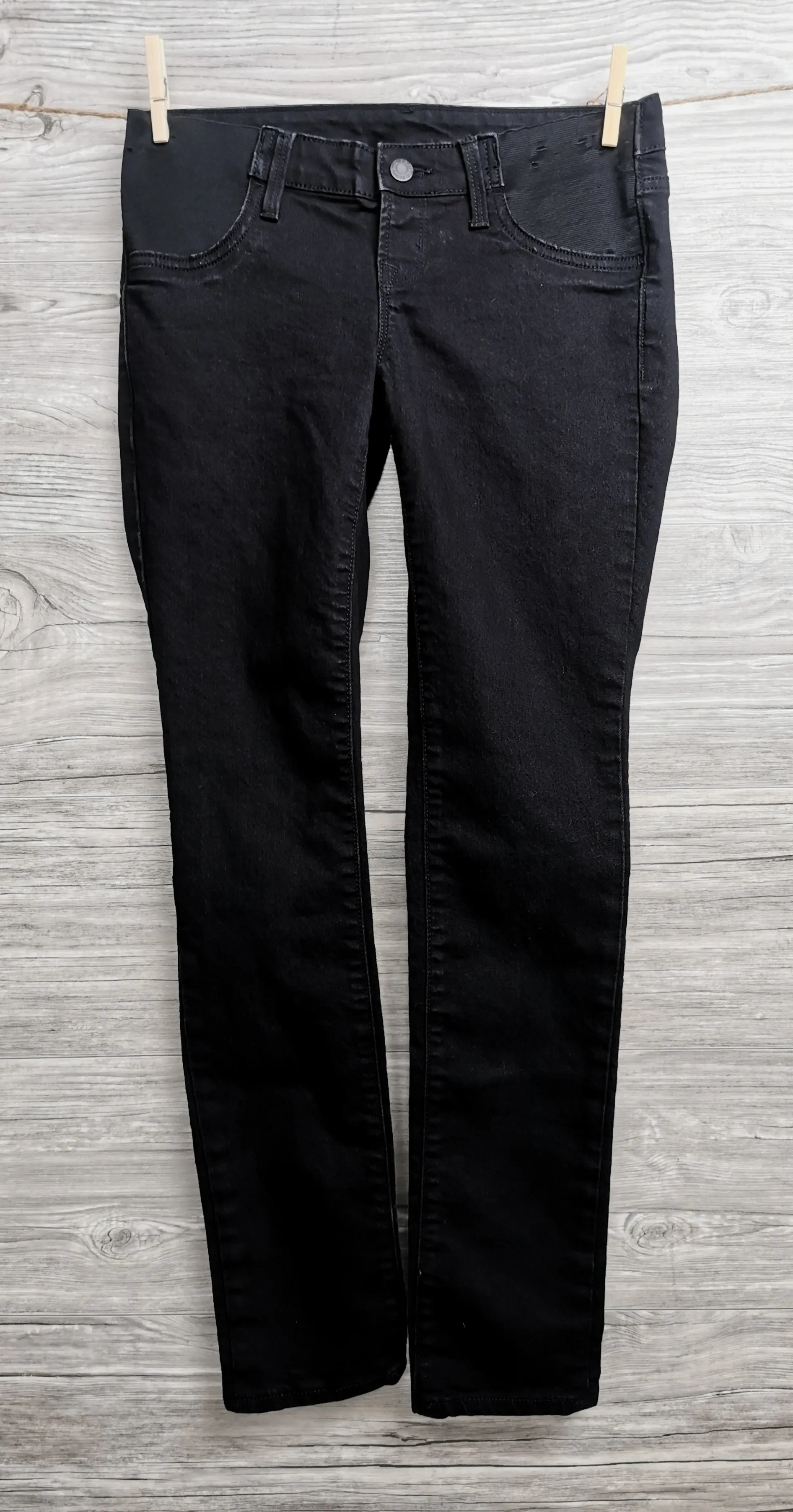 WOMENS SIZE 0 - OLD NAVY MATERNITY, Black Skinny Jeans, Side Belly Panel VGUC B11