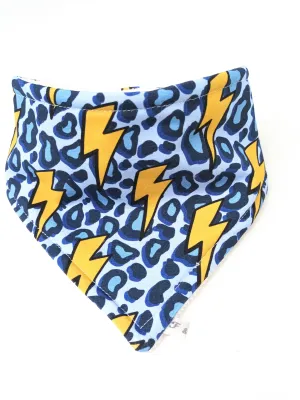 Ziggy Bolt Blue Animal Print Dribble Bib - Bamboo Lined