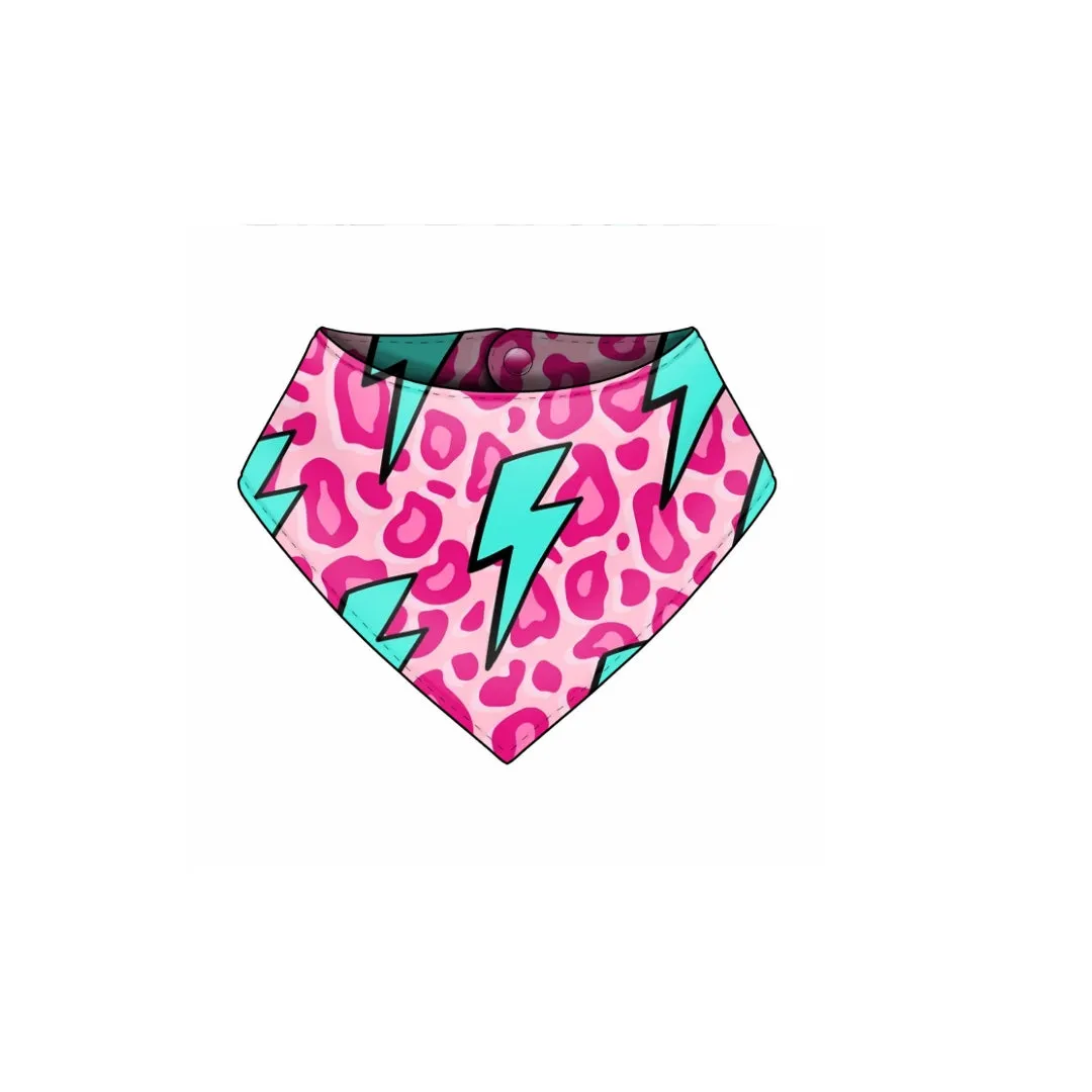 Ziggy Bolt Pink Animal Print Dribble Bib - Bamboo Lined